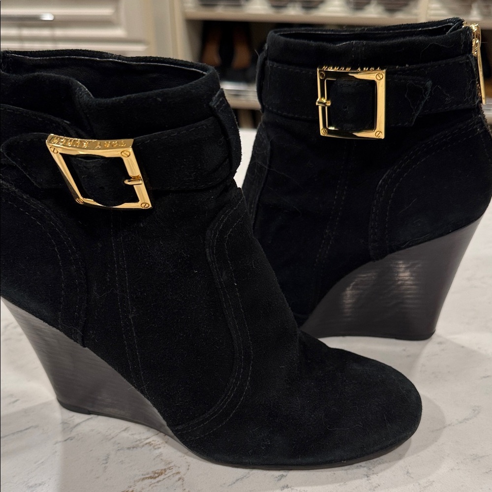 Tory Burch Black Suede Wedge Ankle Boots